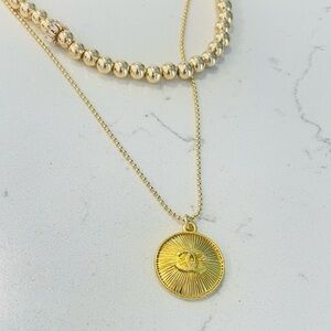 Luxury Logo Gold Medallion Repurposed Zipper Pull Necklace